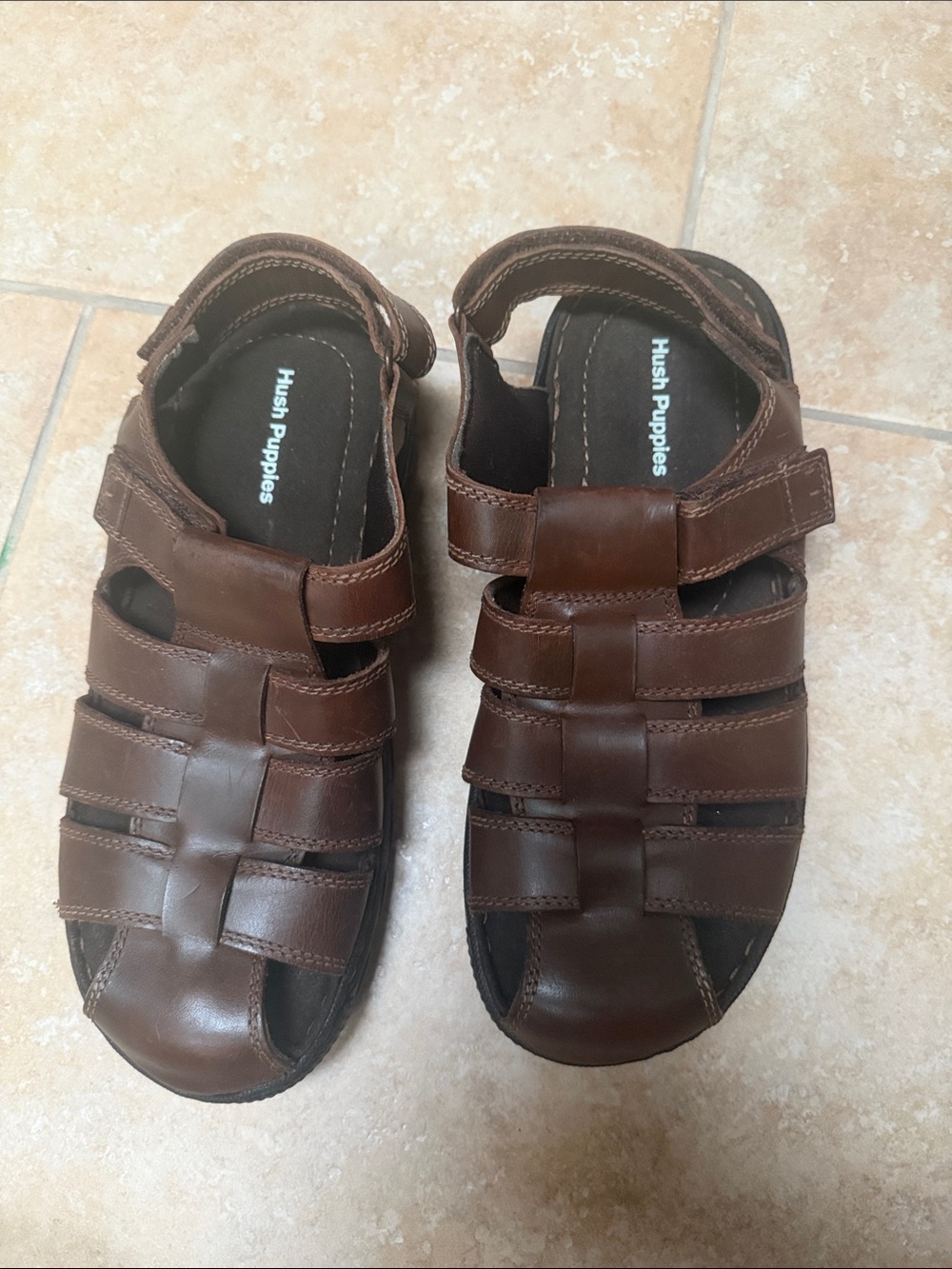 Hush Puppies Mens Brown Leather Fisherman Sandal Sneakers